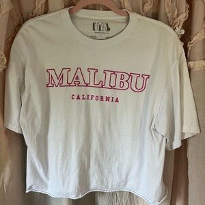 Malibu California White Short Sleeve Tee - Casual Crop